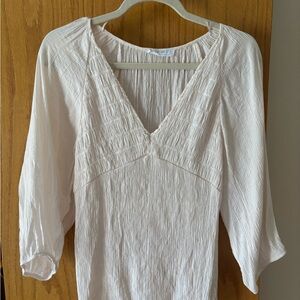 Ivory / Blush Shirred Blouse